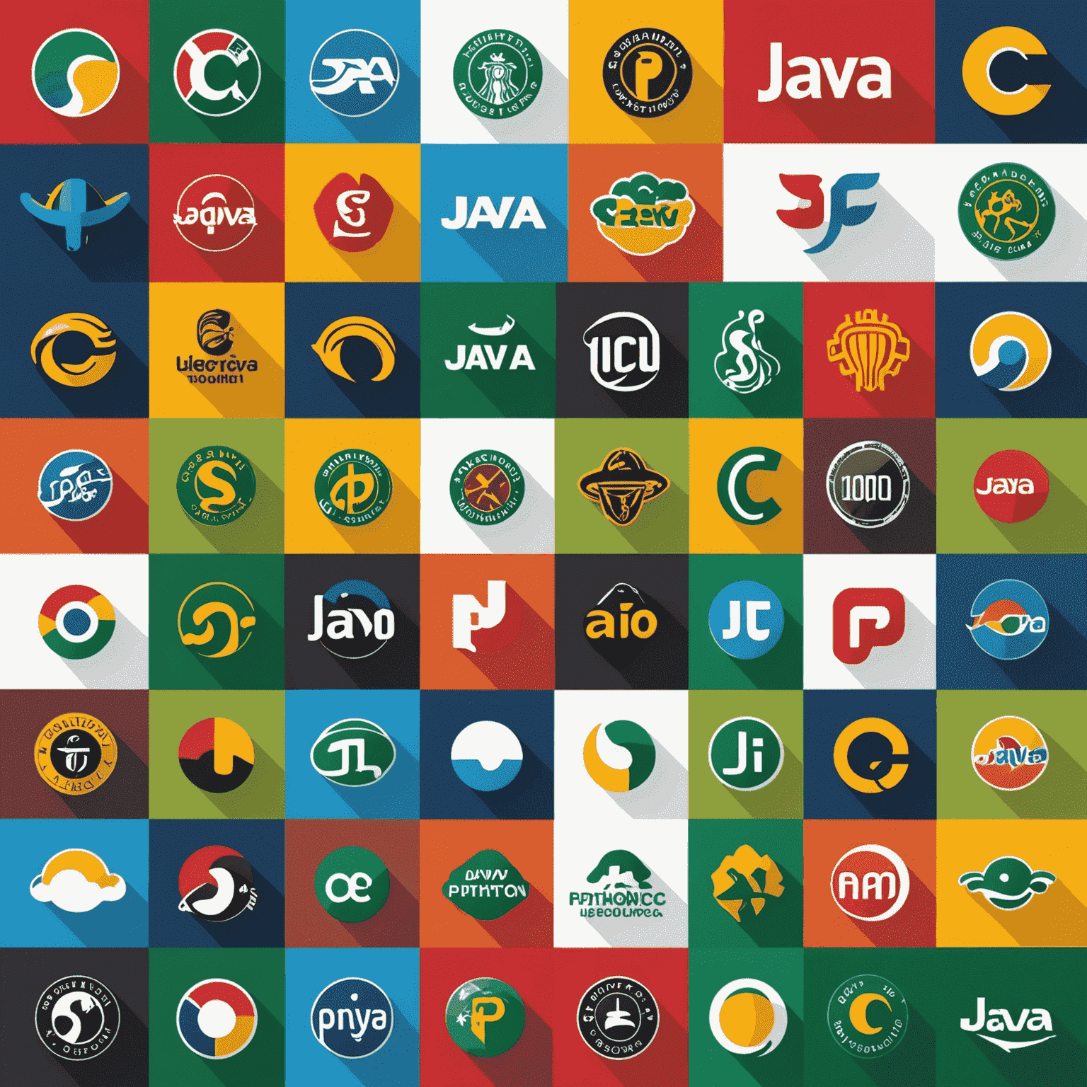 Collage de logos de diferentes lenguajes de programación populares en México, como Java, Python, JavaScript y C++