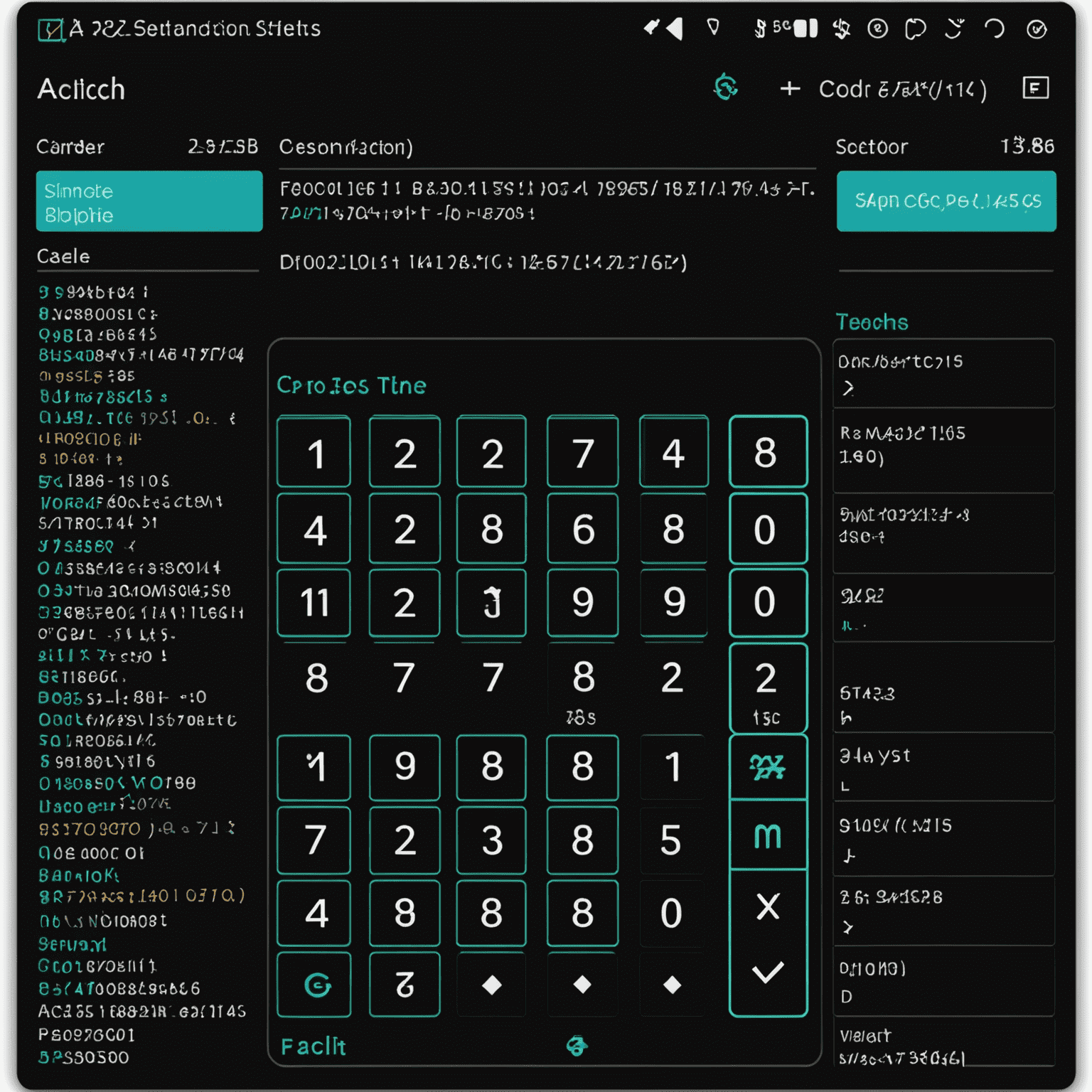 Captura de pantalla de un editor de código mostrando un programa simple de calculadora. El fondo es oscuro con líneas de código resaltadas en turquesa brillante.